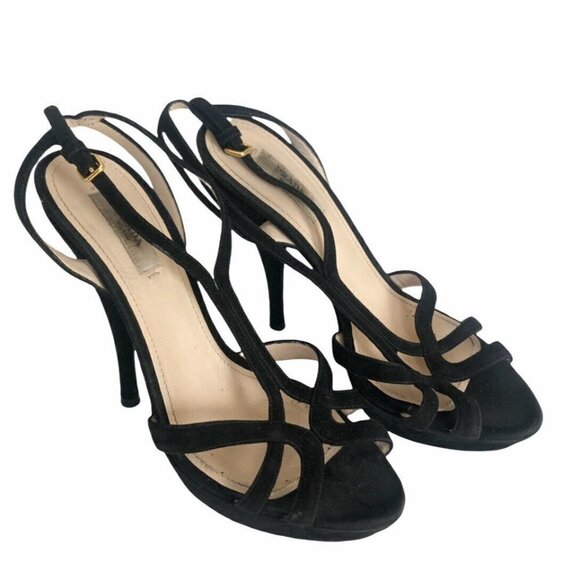 Prada Black Suede Open-Toe Platform Strappy Sandals 7 - Picture 1 of 11